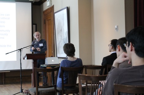 Keynote speaker, Dr. Yves Gingras, opens the day's discussions. (Deborah Baremberg / Freelance photographer)